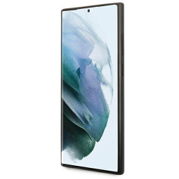 Guess GUHCS22LG4GFGR S22 Ultra S908 pilkas/ pilkas kietas dėklas 4G metalinis auksinis logotipas