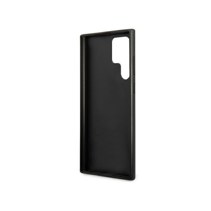 Guess GUHCS22LG4GFGR S22 Ultra S908 pilkas/ pilkas kietas dėklas 4G metalinis auksinis logotipas
