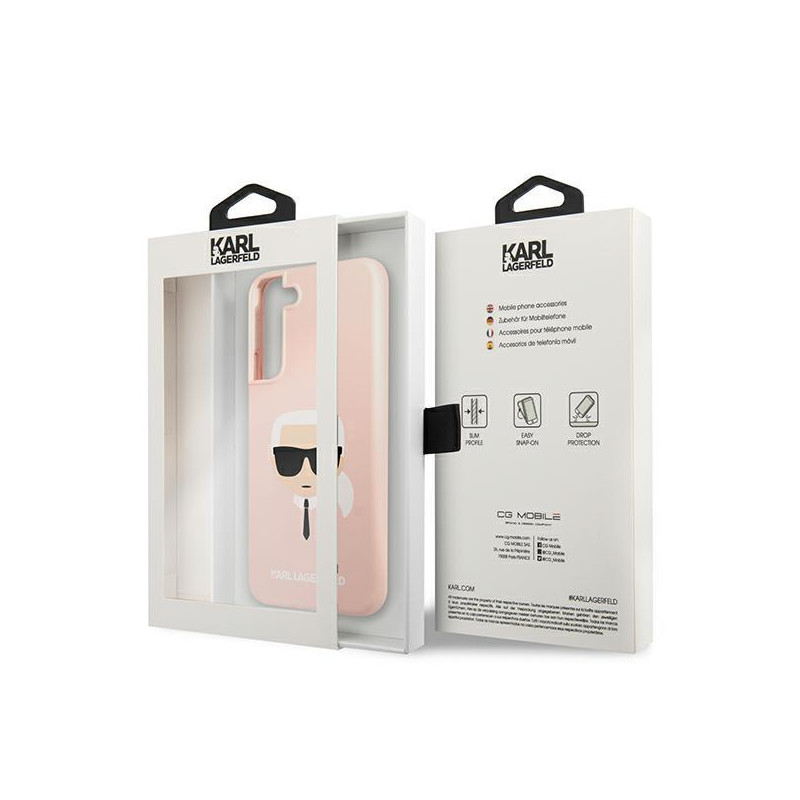 Karl Lagerfeld Silikoninis Karl& 39 s Head dėklas Samsung Galaxy S22+ - rožinis