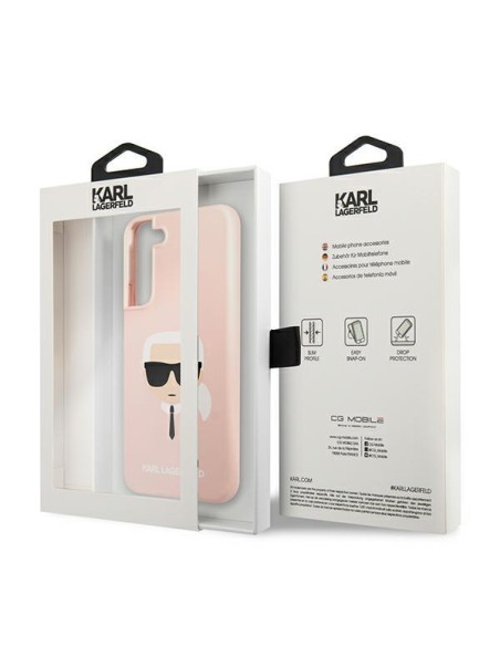Karl Lagerfeld Silikoninis Karl& 39 s Head dėklas Samsung Galaxy S22+ - rožinis