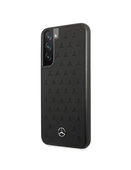 Mercedes Leather Stars Pattern dėklas, skirtas Samsung Galaxy S22+ - juodas Mercedes Leather Stars Pattern dėklas, skirtas Samsung Galaxy S22+ - juodas