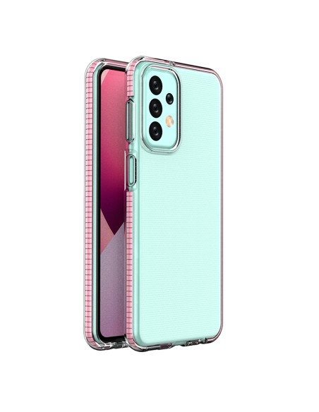 Spyruoklinis dėklas Samsung Galaxy A23, silikoninis dangtelis su rėmeliu, šviesiai rožinis Spyruoklinis dėklas Samsung Galaxy A23, silikoninis dangtelis su rėmeliu, šviesiai rožinis
