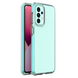 Spyruoklinis dėklas Samsung Galaxy A23, silikoninis dangtelis su rėmeliu, šviesiai mėlynas