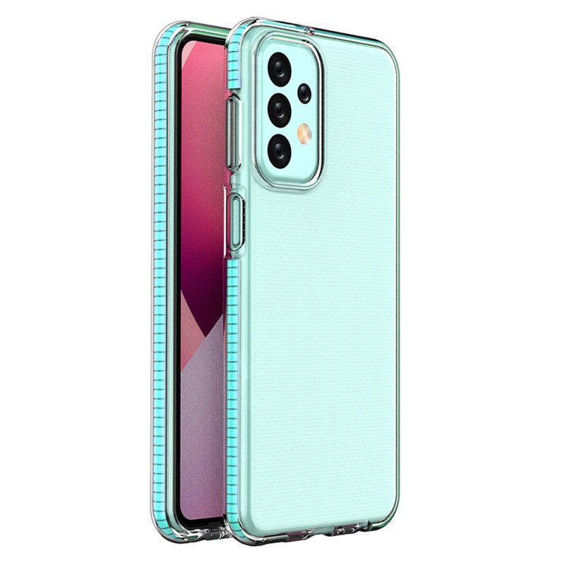 Spyruoklinis dėklas Samsung Galaxy A23, silikoninis dangtelis su rėmeliu, šviesiai mėlynas Spyruoklinis dėklas Samsung Galaxy A23, silikoninis dangtelis su rėmeliu, šviesiai mėlynas