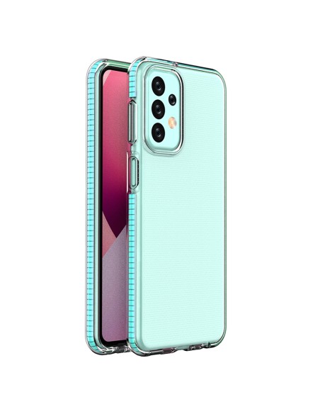 Spyruoklinis dėklas Samsung Galaxy A23, silikoninis dangtelis su rėmeliu, šviesiai mėlynas Spyruoklinis dėklas Samsung Galaxy A23, silikoninis dangtelis su rėmeliu, šviesiai mėlynas