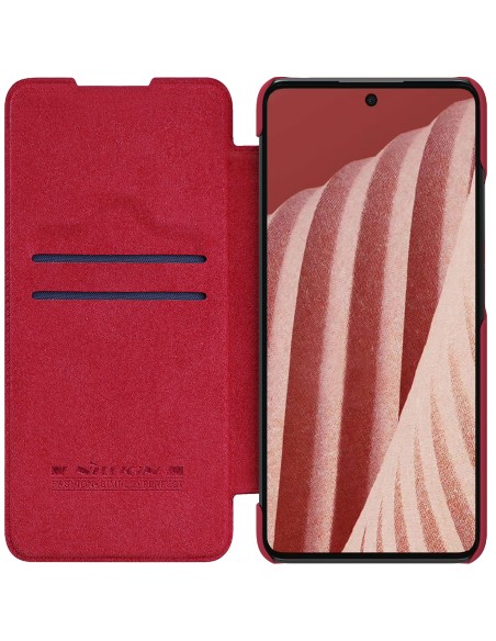 Nillkin Qin odinis dėklas Samsung Galaxy A73 raudonas Nillkin Qin odinis dėklas Samsung Galaxy A73 raudonas