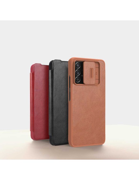 Nillkin Qin odinis dėklas Samsung Galaxy A73 raudonas Nillkin Qin odinis dėklas Samsung Galaxy A73 raudonas