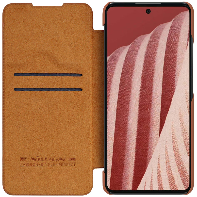 Nillkin Qin odinis dėklas Samsung Galaxy A73 rudas