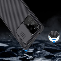 Nillkin CamShield Pro Case Armored Case Cover kameros apsauga, skirta Samsung Galaxy A73 Blue