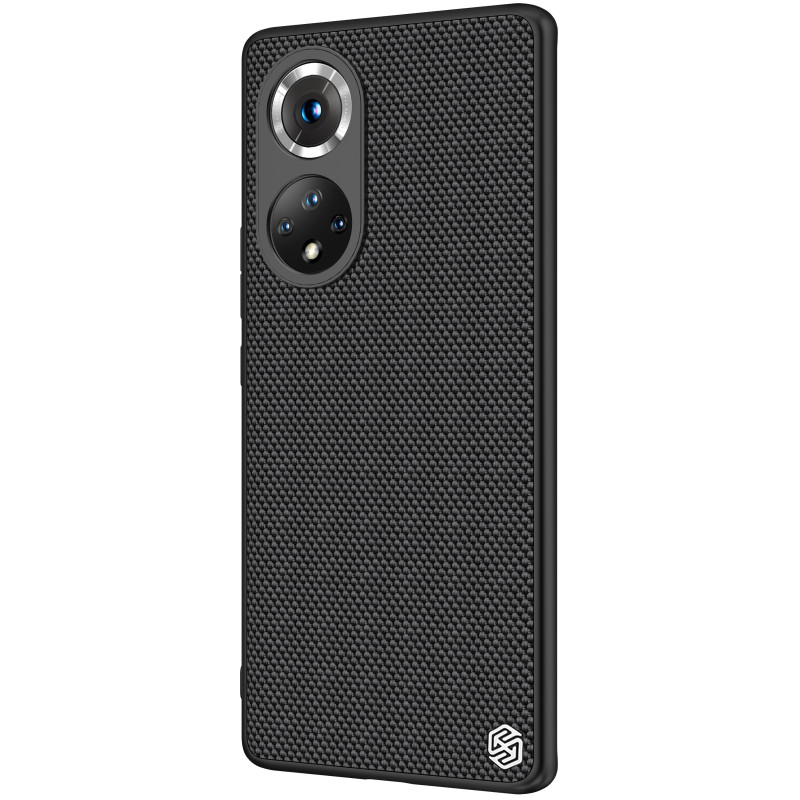 Nillkin Textured Case tvirtas sustiprintas dėklas su gelio rėmu ir nailonine nugara, skirtas Honor 50 Pro juodai