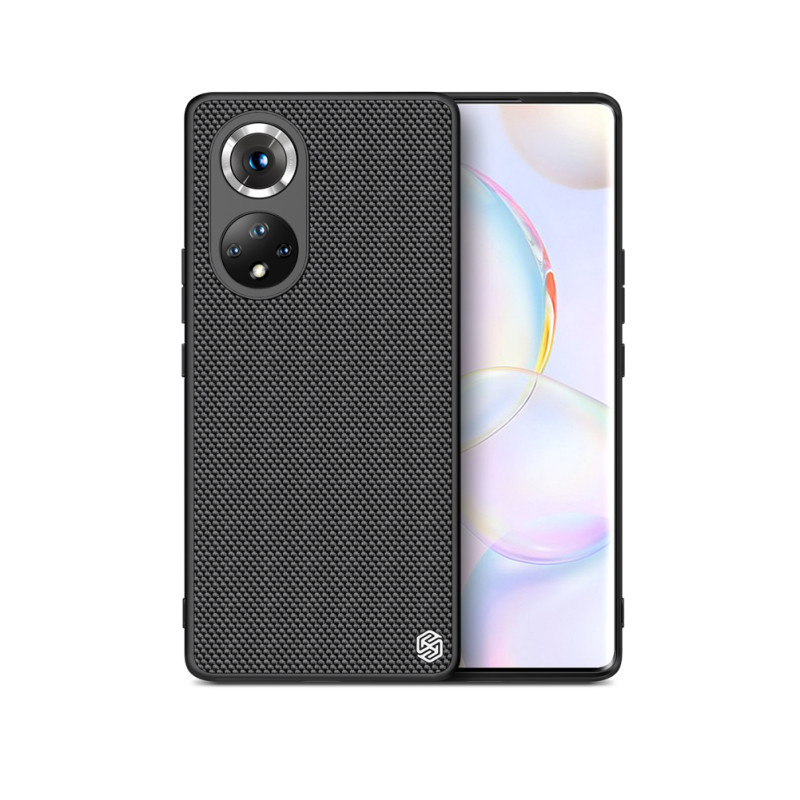 Nillkin Textured Case tvirtas sustiprintas dėklas su gelio rėmu ir nailonine nugara, skirtas Honor 50 Pro juodai