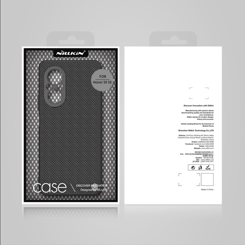 Nillkin Textured Case tvirtas sustiprintas dėklas su gelio rėmu ir nailonine nugara, skirtas Honor 50 SE juodai