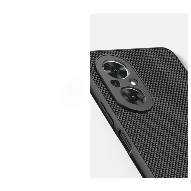 Nillkin Textured Case tvirtas sustiprintas dėklas su gelio rėmu ir nailonine nugara, skirtas Honor 50 SE juodai