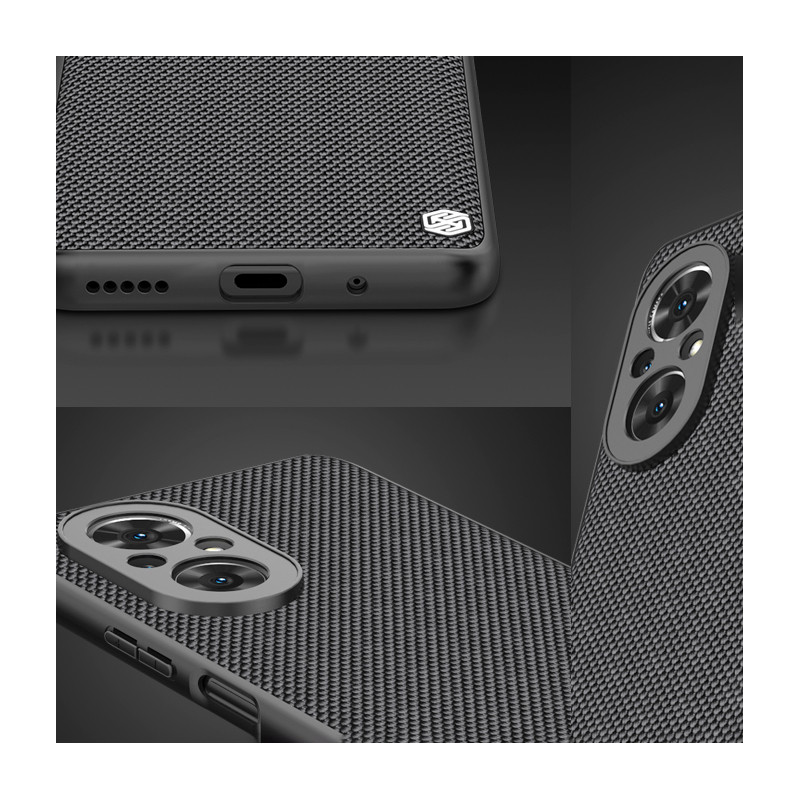 Nillkin Textured Case tvirtas sustiprintas dėklas su gelio rėmu ir nailonine nugara, skirtas Honor 50 SE juodai