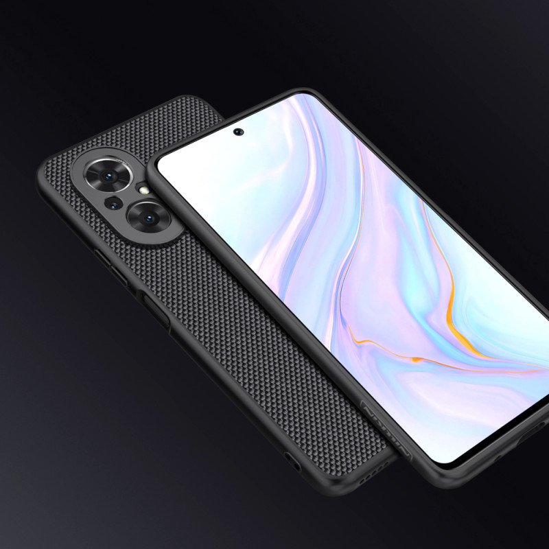 Nillkin Textured Case tvirtas sustiprintas dėklas su gelio rėmu ir nailonine nugara, skirtas Honor 50 SE juodai