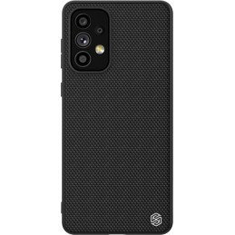 Nillkin Textured Case tvirtas sustiprintas dėklas su gelio rėmeliu ir nailonine nugara, skirta Samsung Galaxy A73 juodai