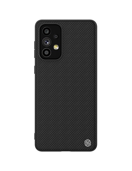 Nillkin Textured Case tvirtas sustiprintas dėklas su gelio rėmeliu ir nailonine nugara, skirta Samsung Galaxy A73 juodai Nillkin Textured Case tvirtas sustiprintas dėklas su gelio rėmeliu ir nailonine nugara, skirta Samsung Galaxy A73 juodai