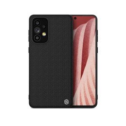 Nillkin Textured Case tvirtas sustiprintas dėklas su gelio rėmeliu ir nailonine nugara, skirta Samsung Galaxy A73 juodai