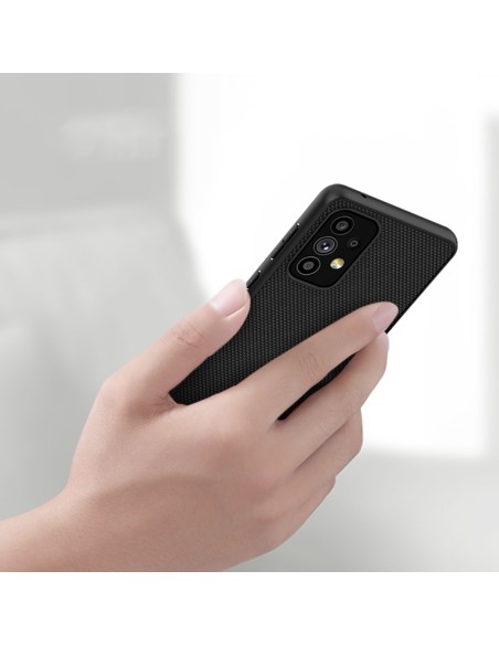 Nillkin Textured Case tvirtas sustiprintas dėklas su gelio rėmeliu ir nailonine nugara, skirta Samsung Galaxy A73 juodai Nillkin Textured Case tvirtas sustiprintas dėklas su gelio rėmeliu ir nailonine nugara, skirta Samsung Galaxy A73 juodai