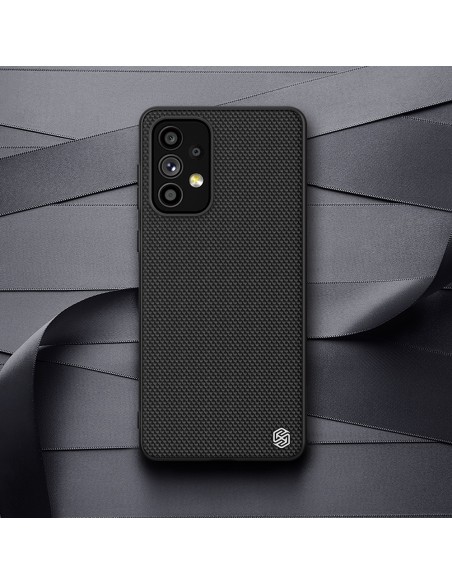 Nillkin Textured Case tvirtas sustiprintas dėklas su gelio rėmeliu ir nailonine nugara, skirta Samsung Galaxy A73 juodai Nillkin Textured Case tvirtas sustiprintas dėklas su gelio rėmeliu ir nailonine nugara, skirta Samsung Galaxy A73 juodai
