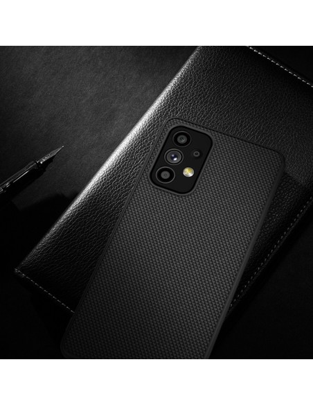 Nillkin Textured Case tvirtas sustiprintas dėklas su gelio rėmeliu ir nailonine nugara, skirta Samsung Galaxy A73 juodai Nillkin Textured Case tvirtas sustiprintas dėklas su gelio rėmeliu ir nailonine nugara, skirta Samsung Galaxy A73 juodai