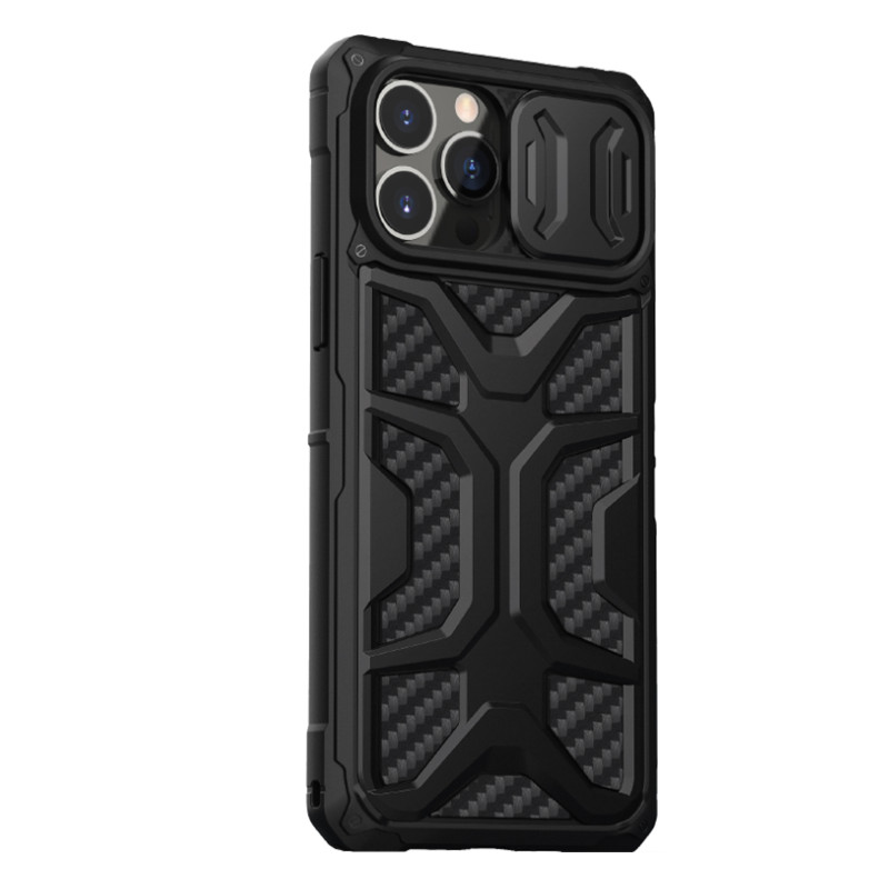 Nillkin Adventurer Case dėklas skirtas iPhone 13 Pro, šarvuotas dangtelis su fotoaparato dangteliu, juodas