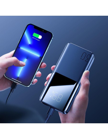Powerbank 30000mAh 15W kabelis USB-C kabelis juodas