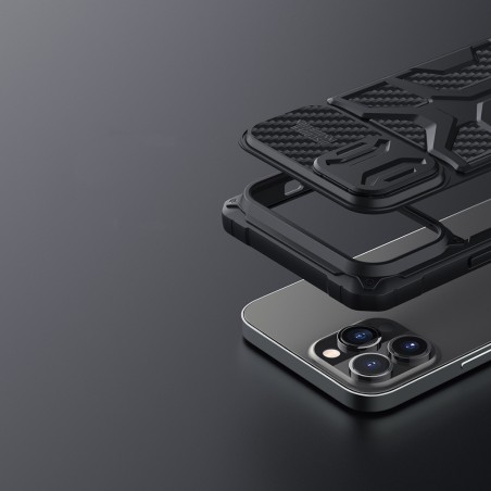 Nillkin Adventurer Case dėklas skirtas iPhone 13 Pro, šarvuotas dangtelis su fotoaparato dangteliu, juodas Nillkin Adventurer Case dėklas skirtas iPhone 13 Pro, šarvuotas dangtelis su fotoaparato dangteliu, juodas