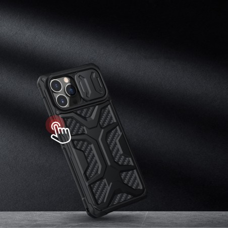 Nillkin Adventurer Case dėklas skirtas iPhone 13 Pro, šarvuotas dangtelis su fotoaparato dangteliu, juodas Nillkin Adventurer Case dėklas skirtas iPhone 13 Pro, šarvuotas dangtelis su fotoaparato dangteliu, juodas