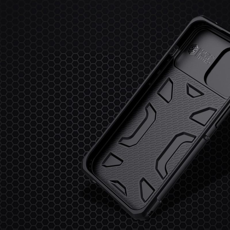 Nillkin Adventurer Case dėklas skirtas iPhone 13 Pro, šarvuotas dangtelis su fotoaparato dangteliu, juodas