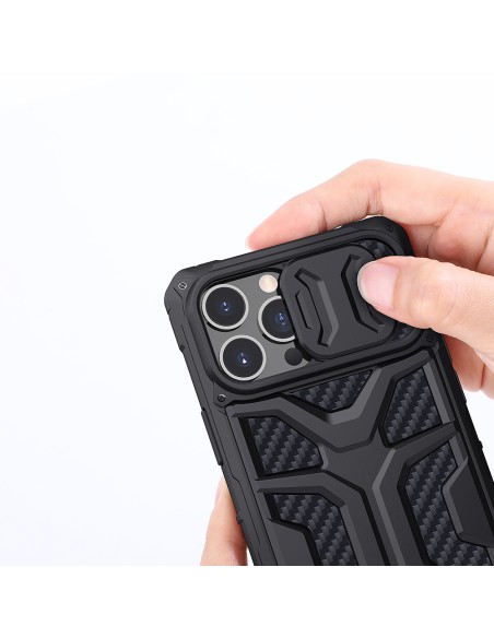 Nillkin Adventurer Case dėklas skirtas iPhone 13 Pro Max šarvuotas dangtelis su fotoaparato dangteliu juodas