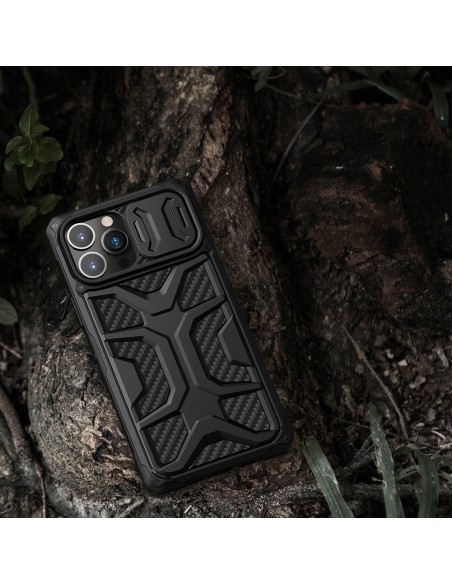 Nillkin Adventurer Case dėklas skirtas iPhone 13 Pro Max šarvuotas dangtelis su fotoaparato dangteliu juodas