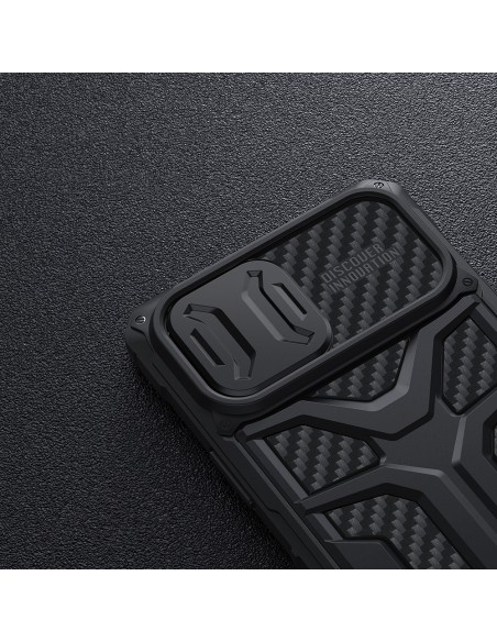 Nillkin Adventurer Case dėklas skirtas iPhone 13 Pro Max šarvuotas dangtelis su fotoaparato dangteliu juodas