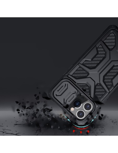 Nillkin Adventurer Case dėklas skirtas iPhone 13 Pro Max šarvuotas dangtelis su fotoaparato dangteliu juodas