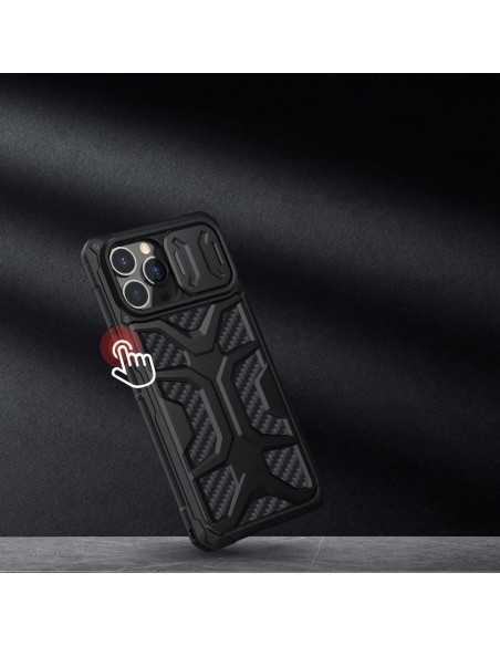 Nillkin Adventurer Case dėklas skirtas iPhone 13 Pro Max šarvuotas dangtelis su fotoaparato dangteliu juodas