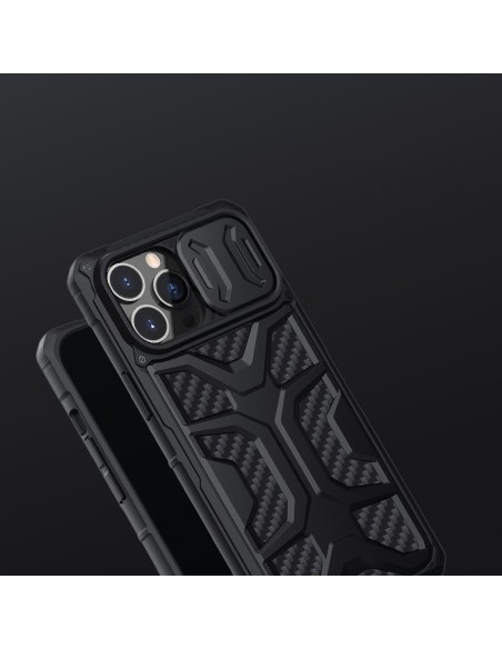 Nillkin Adventurer Case dėklas skirtas iPhone 13 Pro Max šarvuotas dangtelis su fotoaparato dangteliu juodas