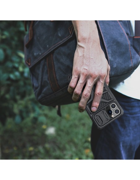 Nillkin Adventurer Case dėklas skirtas iPhone 13 Pro Max šarvuotas dangtelis su fotoaparato dangteliu juodas