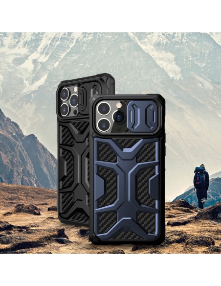 Nillkin Adventurer Case dėklas skirtas iPhone 13 Pro Max šarvuotas dangtelis su fotoaparato dangteliu juodas
