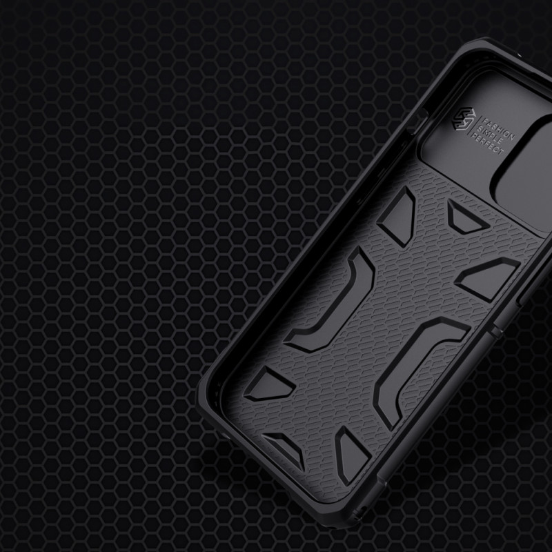 Nillkin Adventurer Case dėklas, skirtas iPhone 13 Pro Max šarvuotas dangtelis su mėlynu fotoaparato dangteliu
