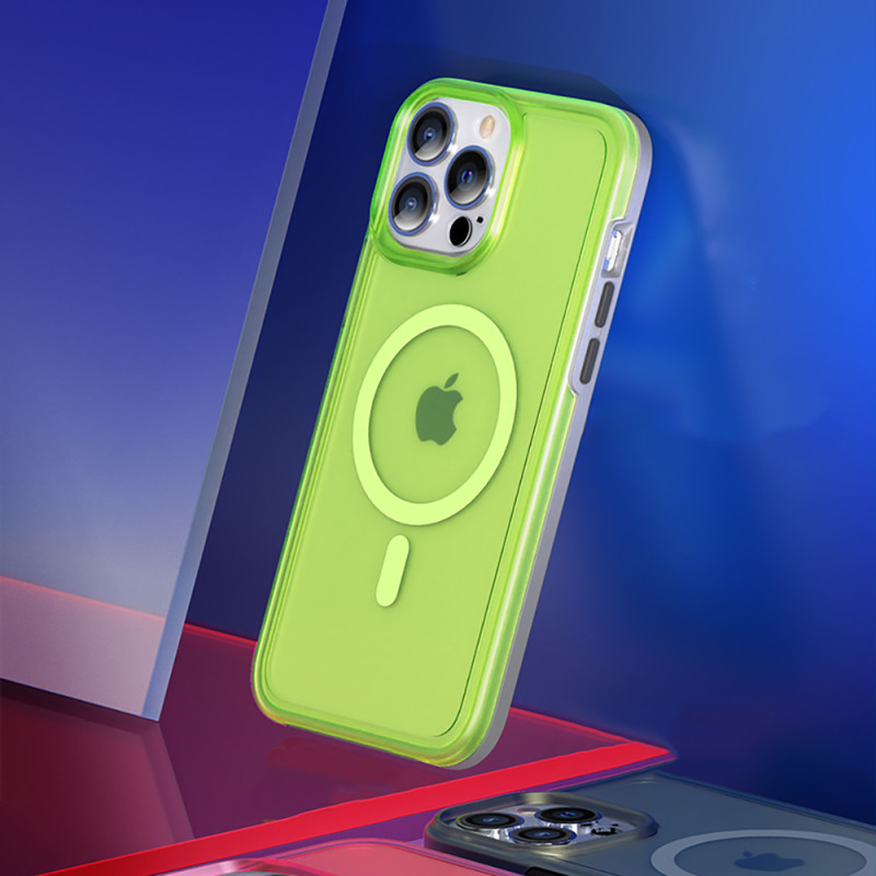 „Kingxbar PQY Fluorescence“ serijos magnetinis dėklas, skirtas „iPhone 13 Pro Max“ korpuso dangteliui, raudonam (suderin...