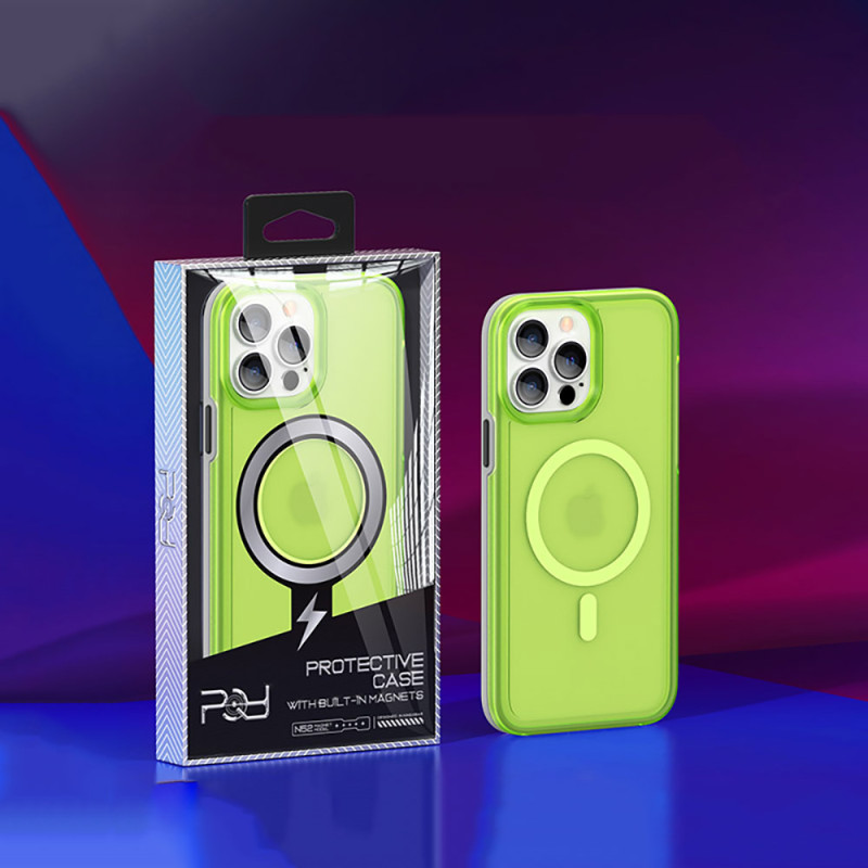 „Kingxbar PQY Fluorescence“ serijos magnetinis dėklas, skirtas „iPhone 13 Pro Max“ korpuso dangteliui, raudonam (suderin...