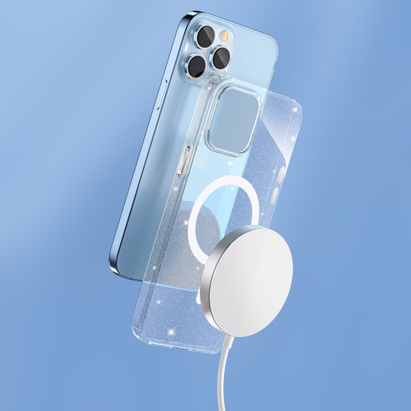 „Kingxbar PQY Elegant“ serijos magnetinis dėklas, skirtas „iPhone 13 Pro“ korpuso dangteliui, baltas (suderinamas su „Ma...
