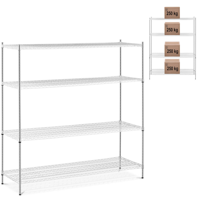 Metalinis stelažas su 4 ažūrinėmis lentynomis iki 1 t 1000 kg 180x59x180 cm Metalinis stelažas su 4 ažūrinėmis lentynomis iki 1 t 1000 kg 180x59x180 cm