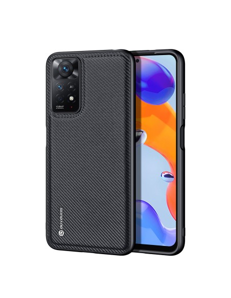 Dux Ducis Fino dėklo dangtelis padengtas nailono medžiaga Xiaomi Redmi Note 11 Pro 5G / 11 Pro juodas