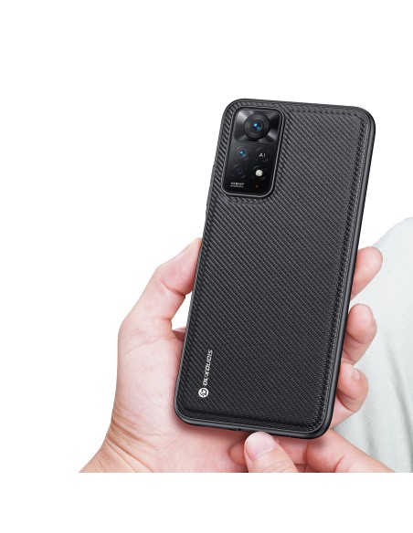 Dux Ducis Fino dėklo dangtelis padengtas nailono medžiaga Xiaomi Redmi Note 11 Pro 5G / 11 Pro juodas