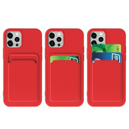 Card Case silikoninis piniginės dėklas su kišene kortelėms ir dokumentams Samsung Galaxy A73 baltas