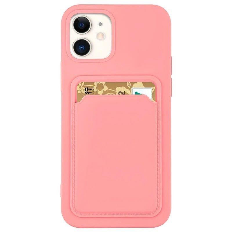 Card Case silikoninis piniginės dėklas su kišene kortelėms ir dokumentams Samsung Galaxy A73 rožinė Card Case silikoninis piniginės dėklas su kišene kortelėms ir dokumentams Samsung Galaxy A73 rožinė