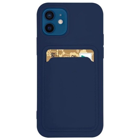 Card Case silikoninis piniginės dėklas su kišene kortelėms ir dokumentams Samsung Galaxy A73 tamsiai mėlynai