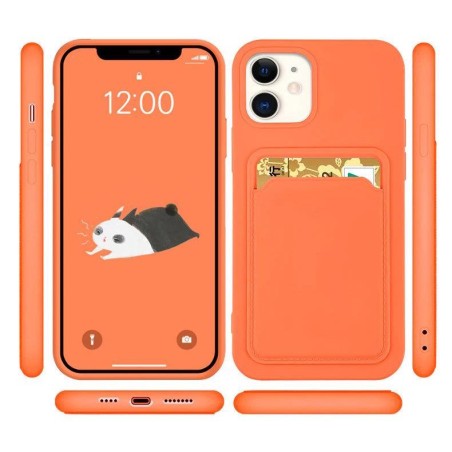 Card Case silikoninis piniginės dėklas su kišene kortelėms ir dokumentams Samsung Galaxy A73 tamsiai mėlynai