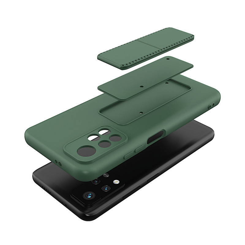 Wozinsky Kickstand Case silikoninis dėklas su stovo dangteliu, skirtas Xiaomi Redmi Note 11S / Note 11 Black